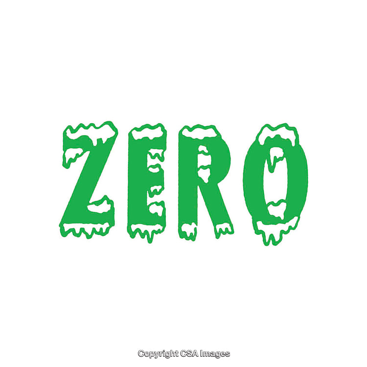 Green Text Art Depicting Zero in a Snow Covered Font Style