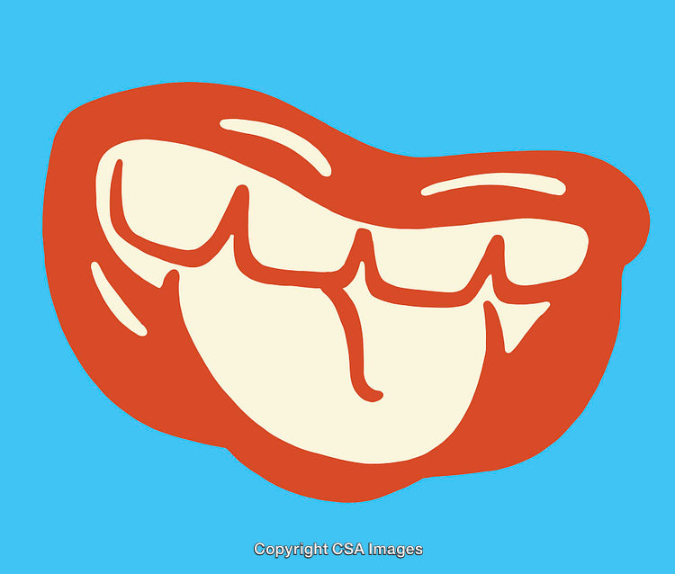 Bright Colorful Cartoon Style Smiling Mouth Illustration on Blue Background