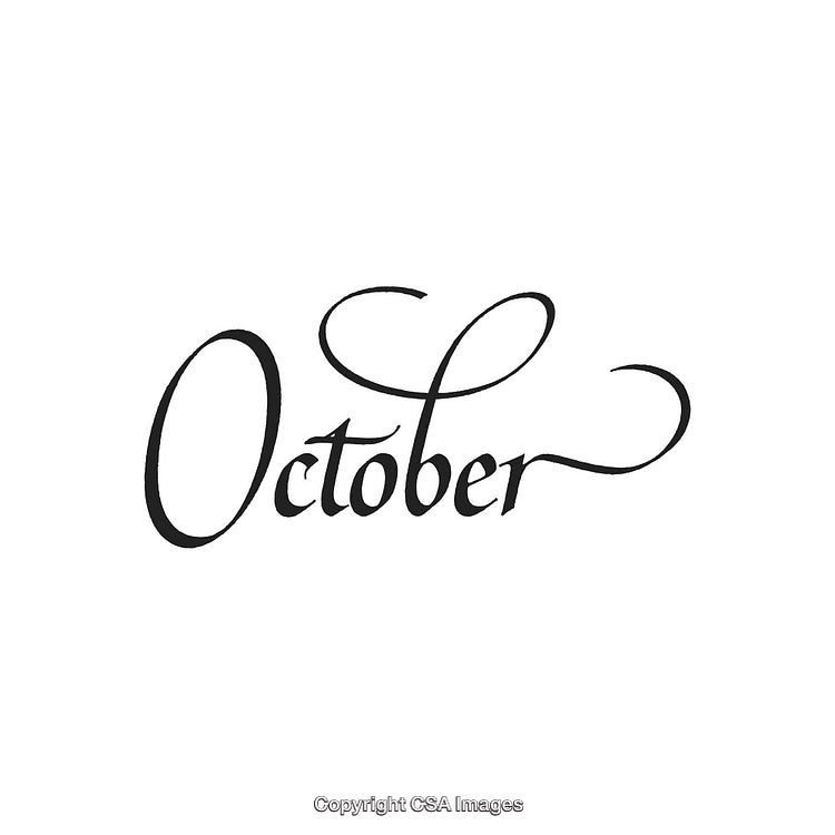 Elegant Script Typography Depicting the Word October in a Decorative Style