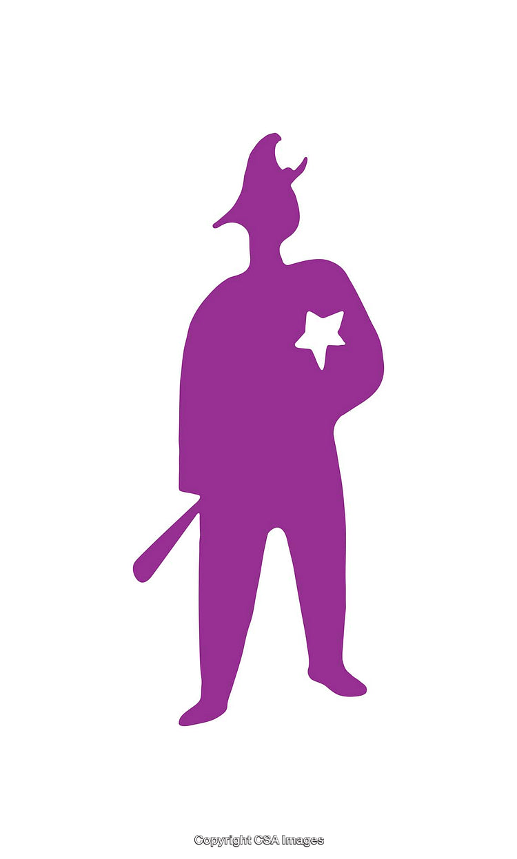 Purple Sheriff Icon Silhouette with Star Badge on White Background
