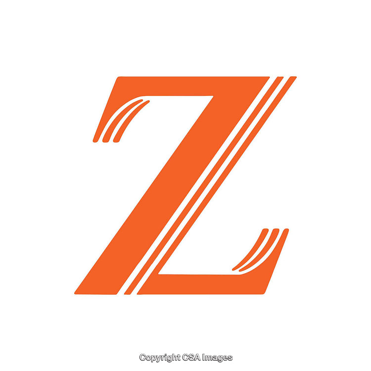 Orange Decorative Letter Z Stylized with Curved and Straight Lines