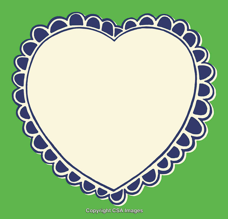 Heart-Shaped Frame with Lace Design on Green Background