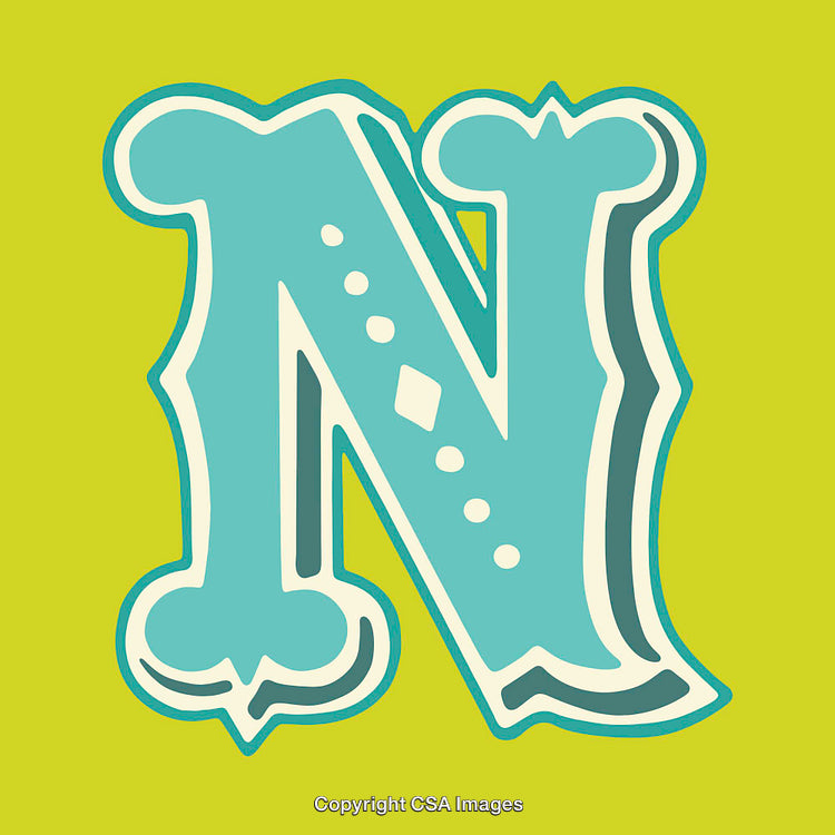 Bright Decorative Letter N With Retro Font Style on Vibrant Background