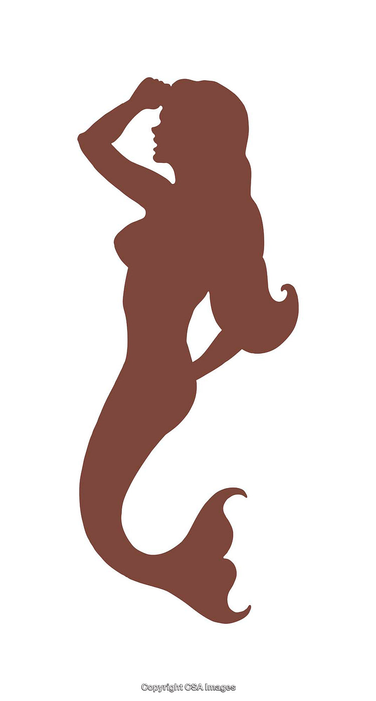 Silhouette of a Stylized Mermaid with Flowing Hair