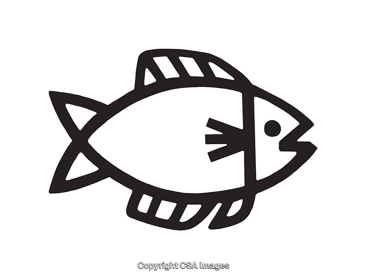 Black and White Icon of a Simplified Fish Outline Design