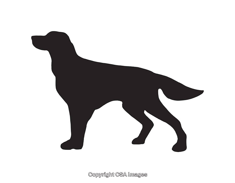 Silhouette of Standing Dog in Black and White Line Art Design