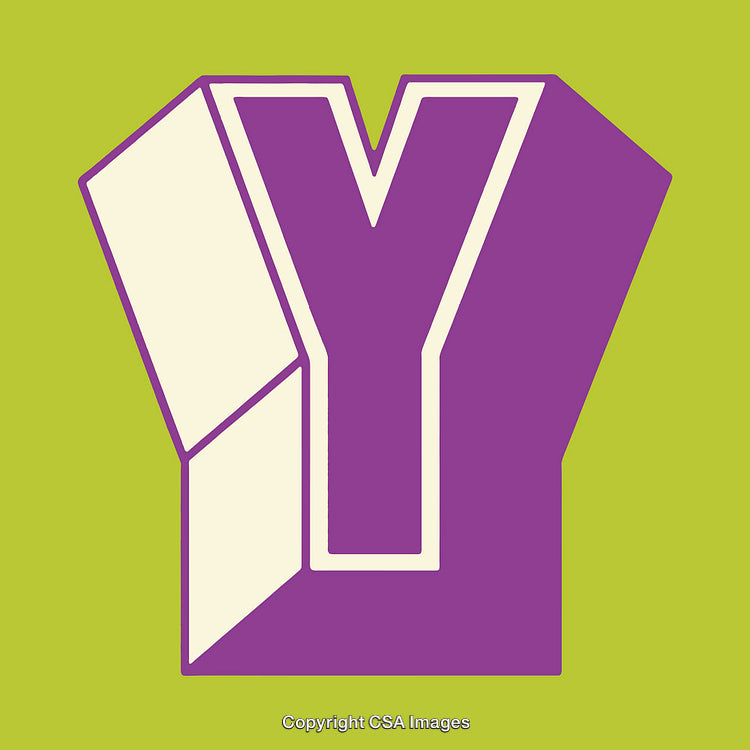 Bold Purple And Ivory Letter Y On Lime Green Background
