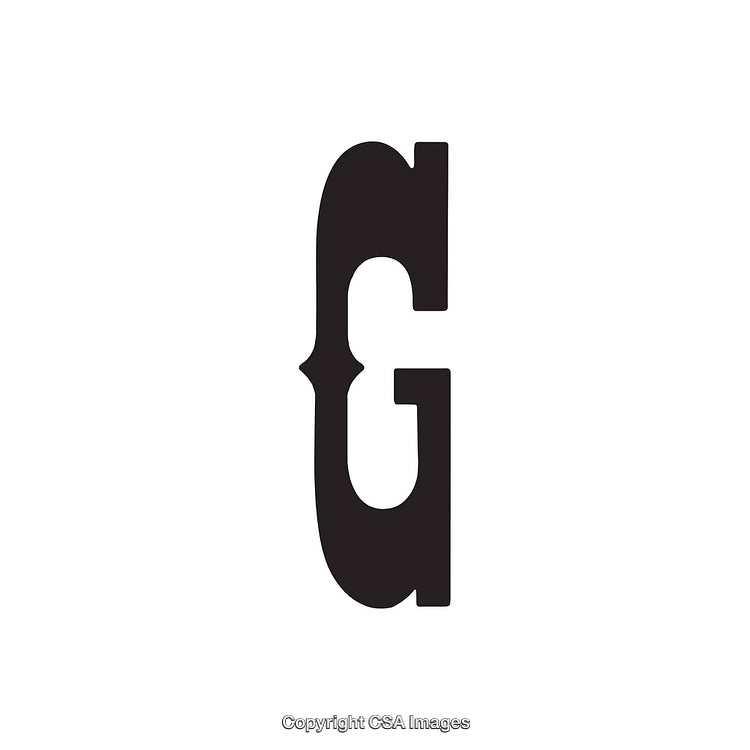 Bold Black Letter G with Stylish Serif Design on White Background