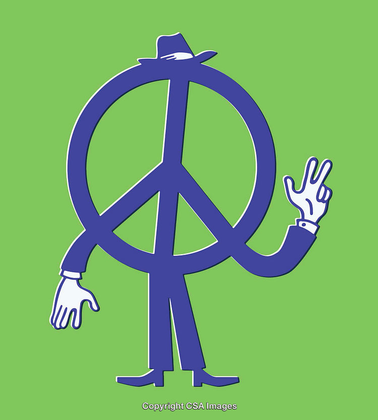 Abstract Line Art Illustration of Peace Symbol with Creative Design Elements
