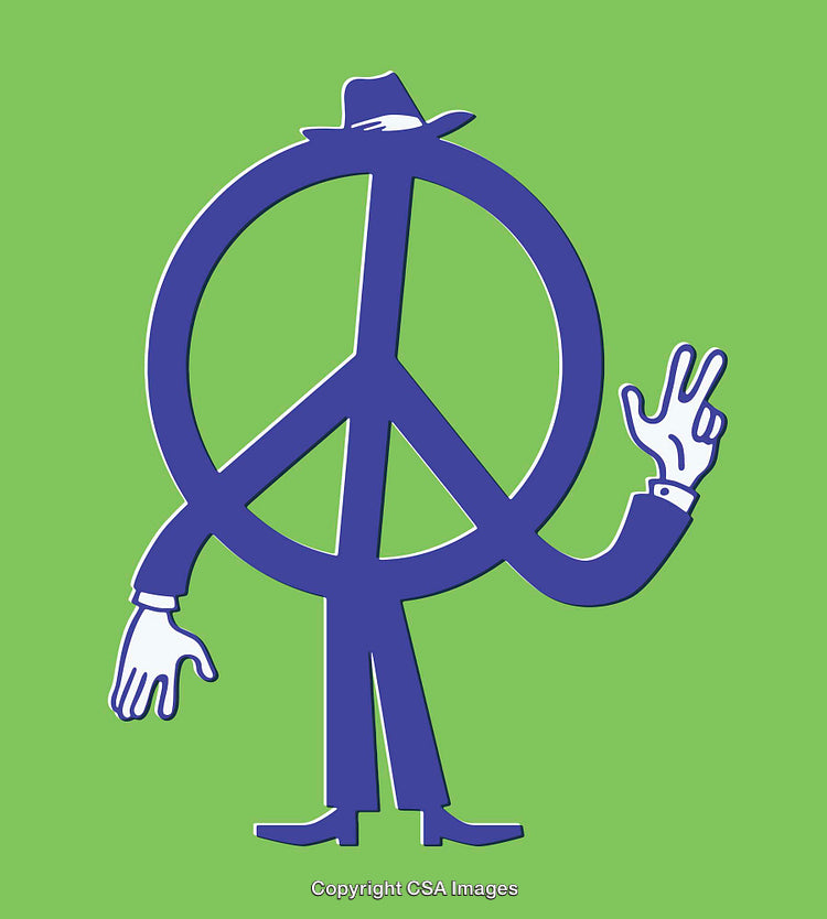 Abstract Line Art Illustration of Peace Symbol with Creative Design Elements