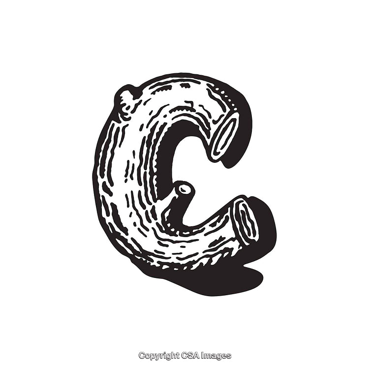 Hand-Drawn Illustration of the Letter C in Monochrome Style