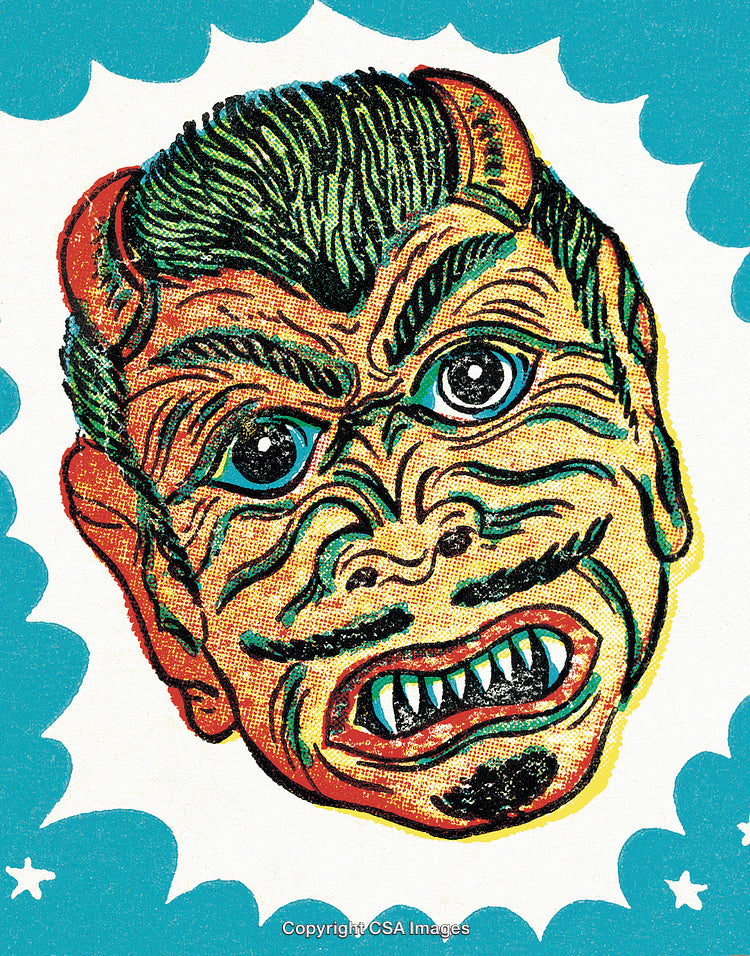 Colorful Retro Devil Illustration with Intricate Comic Style Details