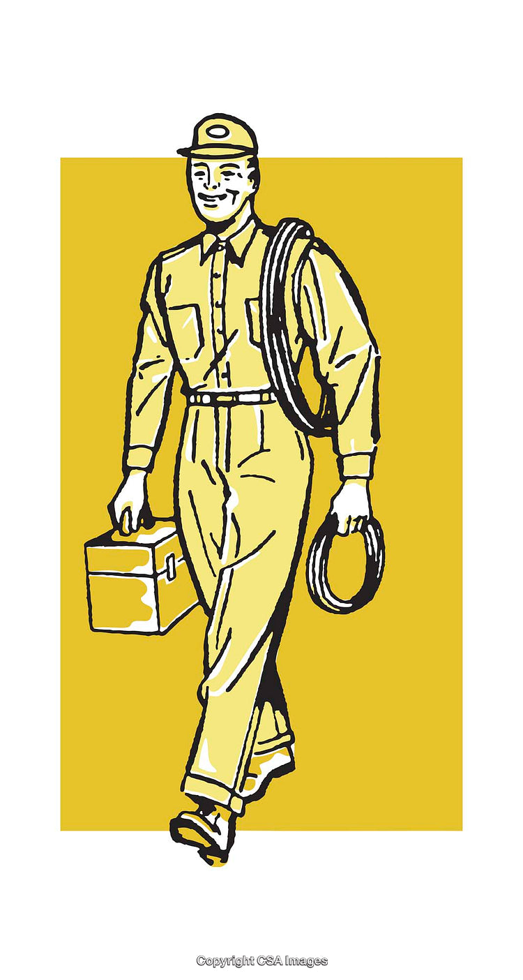 Retro Illustration of a Professional Worker with Equipment