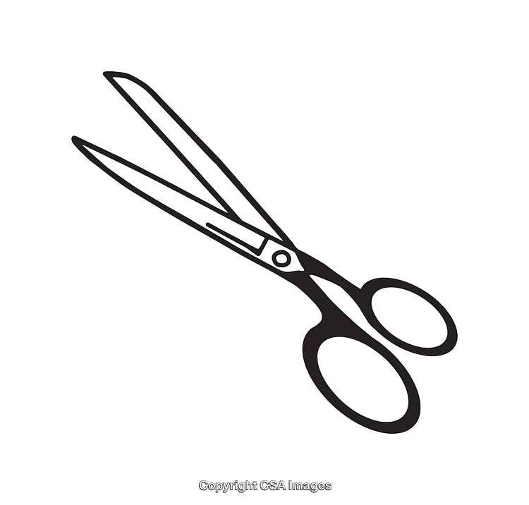 Black and White Illustration of Scissors Isolated on a White Background