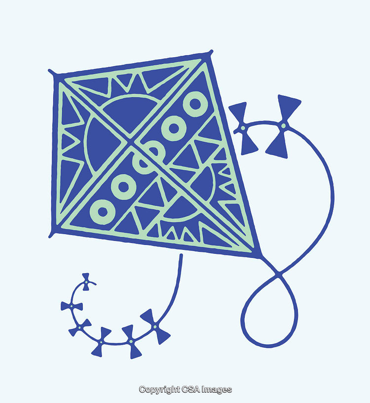 Decorative Abstract Kite Illustration with Geometric Patterns and Vibrant Colors
