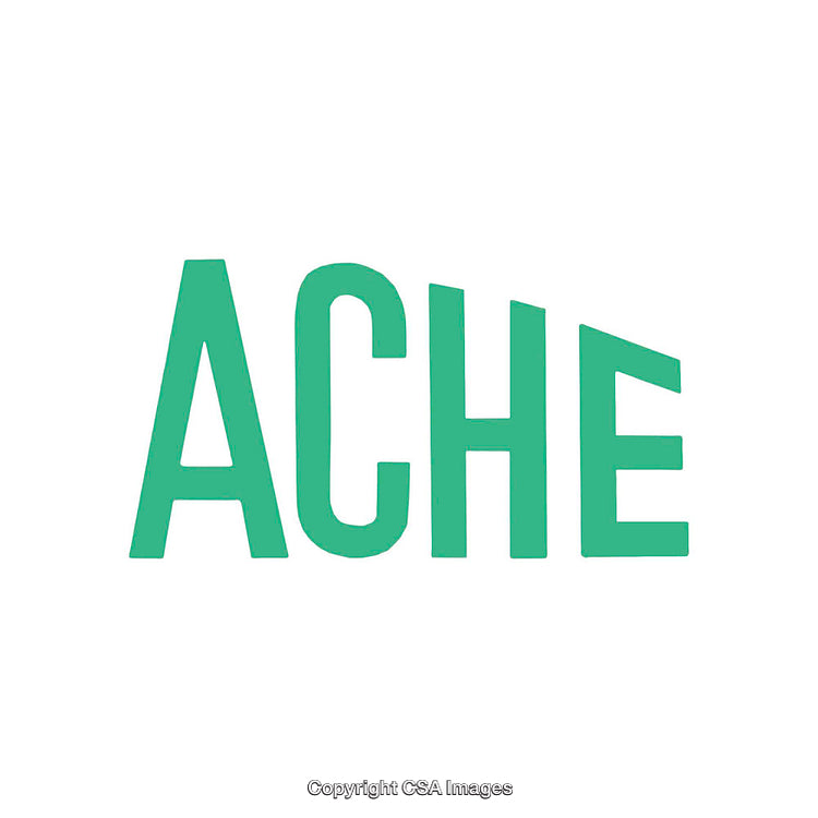 Bold Green Typographic Design with the Word 'Ache' on White Background