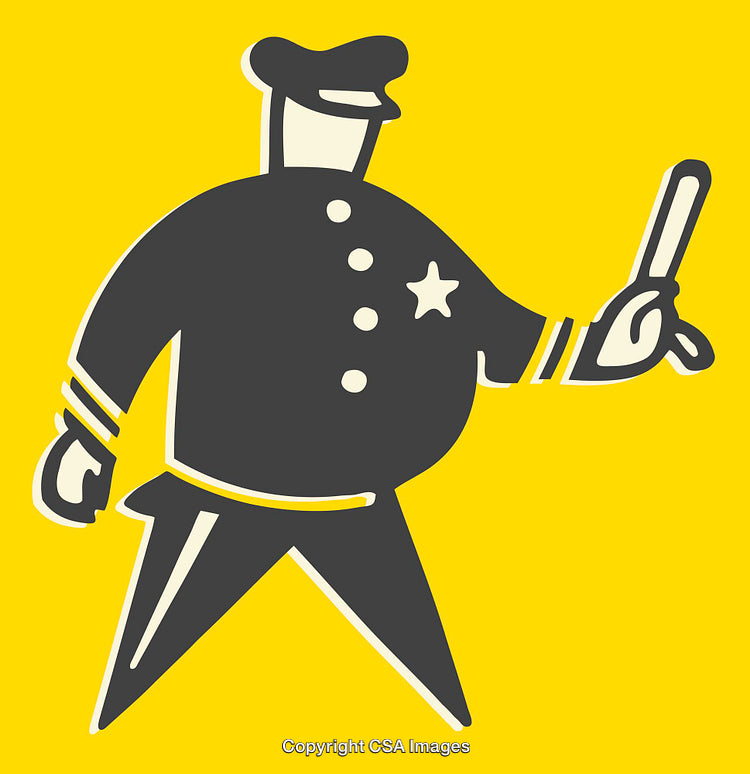 Stylized Vector Illustration of a Cartoon Policeman in Uniform