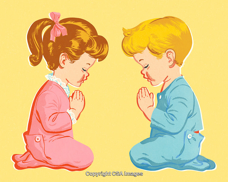 Illustration of Children Praying Together in Morning Devotion