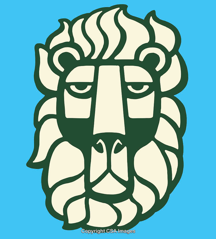 Abstract Lion Illustration Featuring Bold Lines and Bright Colors