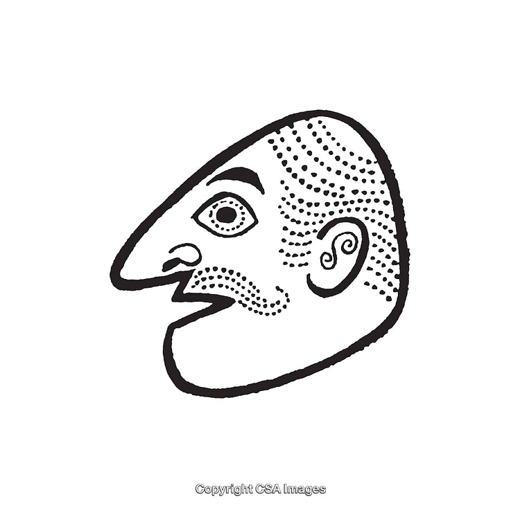 Whimsical Black and White Line Art of Stylized Human Face