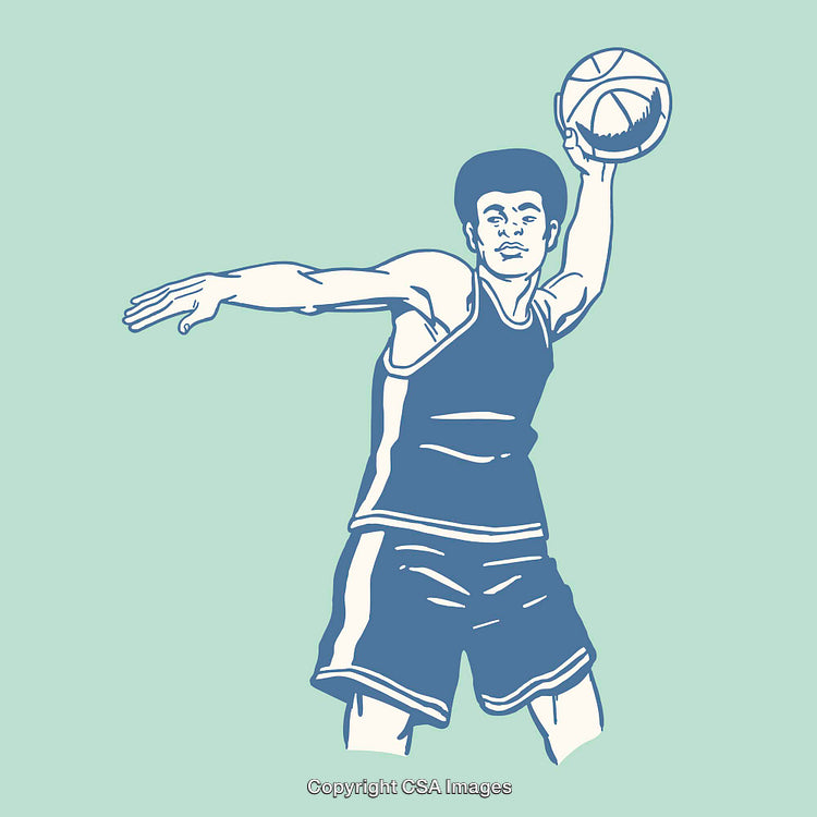Dynamic Line Art of Basketball Player in Mid-Action Pose