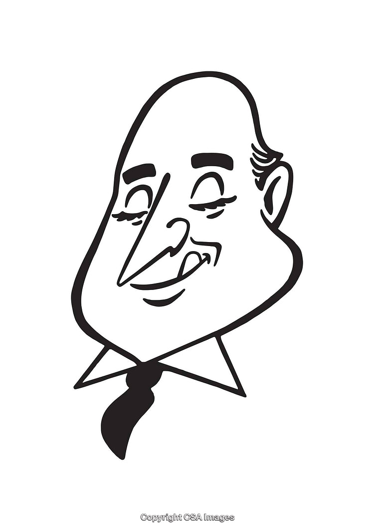 Black And White Cartoon Style Line Art Illustration of a Smiling Face