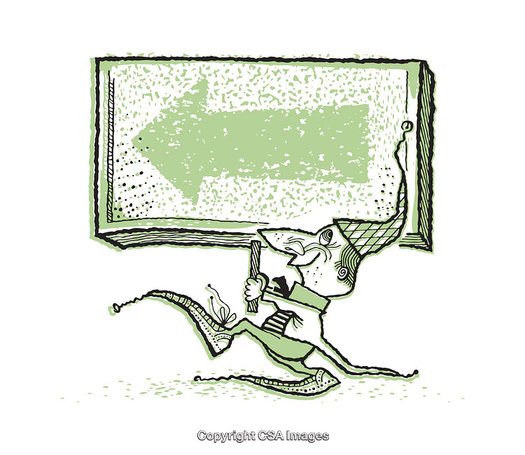 Whimsical Cartoon Elf Holding a Sign with Directional Arrow