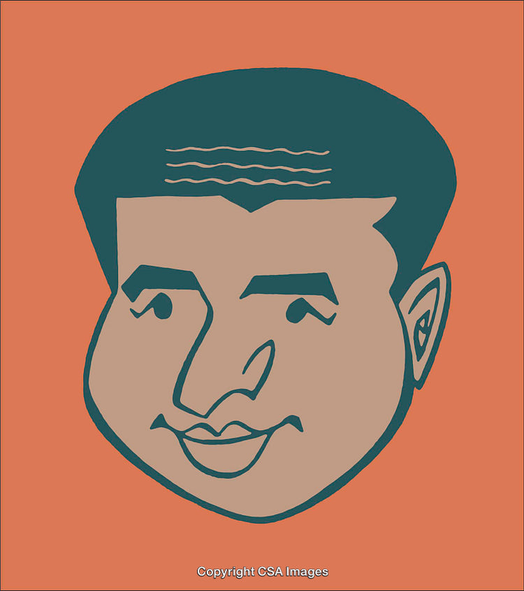 Minimalistic Color Line Art Illustration of a Smiling Person