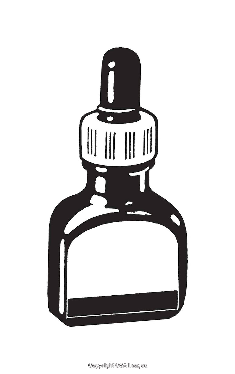 Black And White Line Art Illustration of a Dropper Bottle