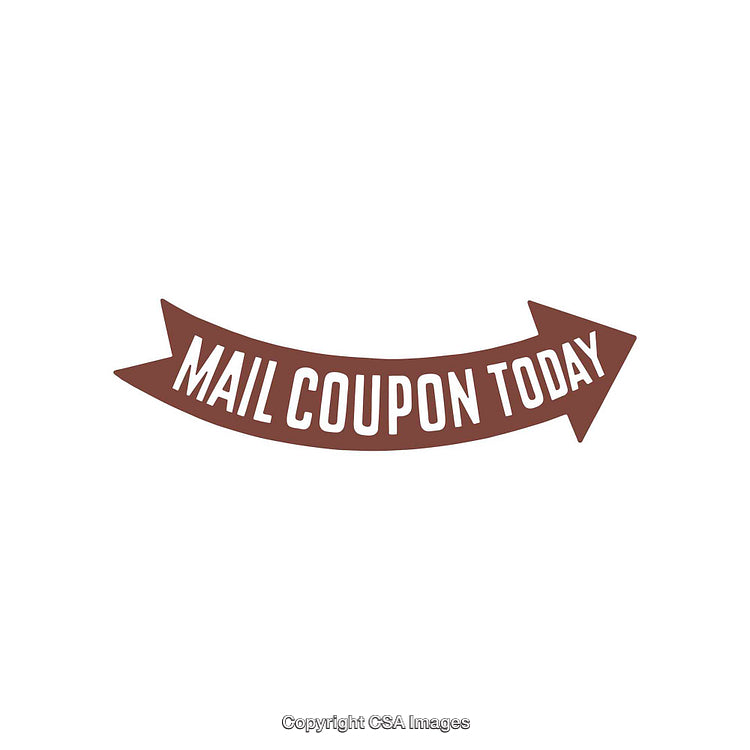 Minimalist Arrow Sign with 'Mail Coupon Today' Message in Bold Lettering