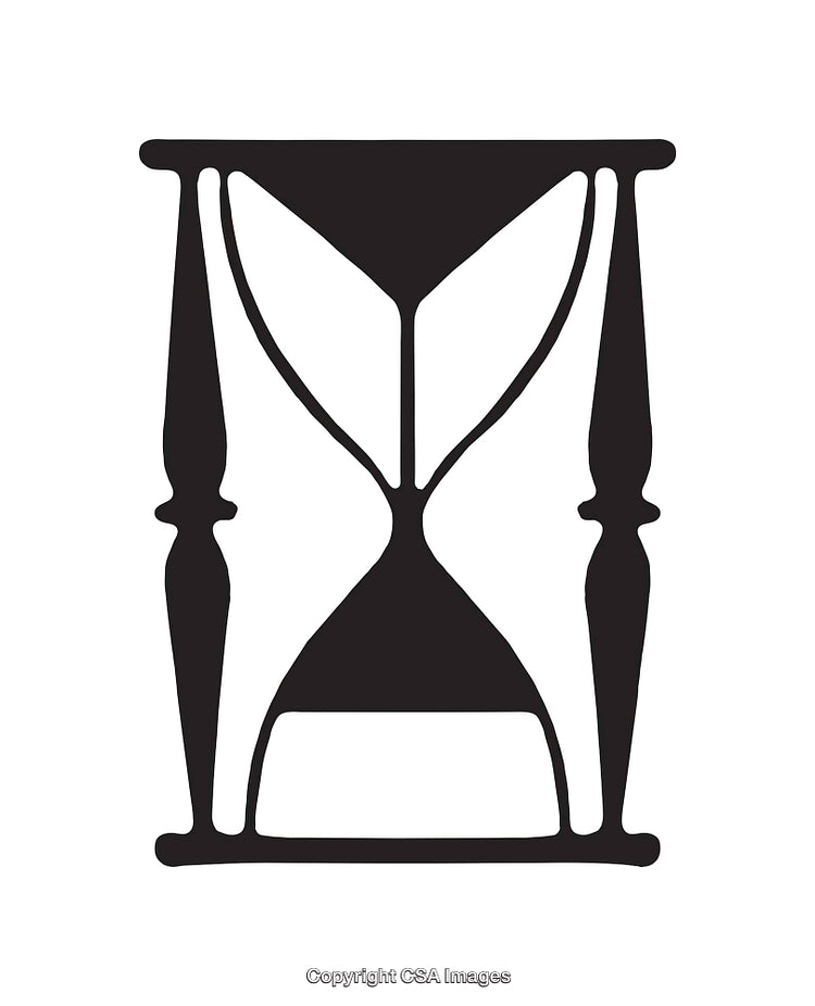 Abstract Black and White Hourglass-Inspired Art with Geometric Elements