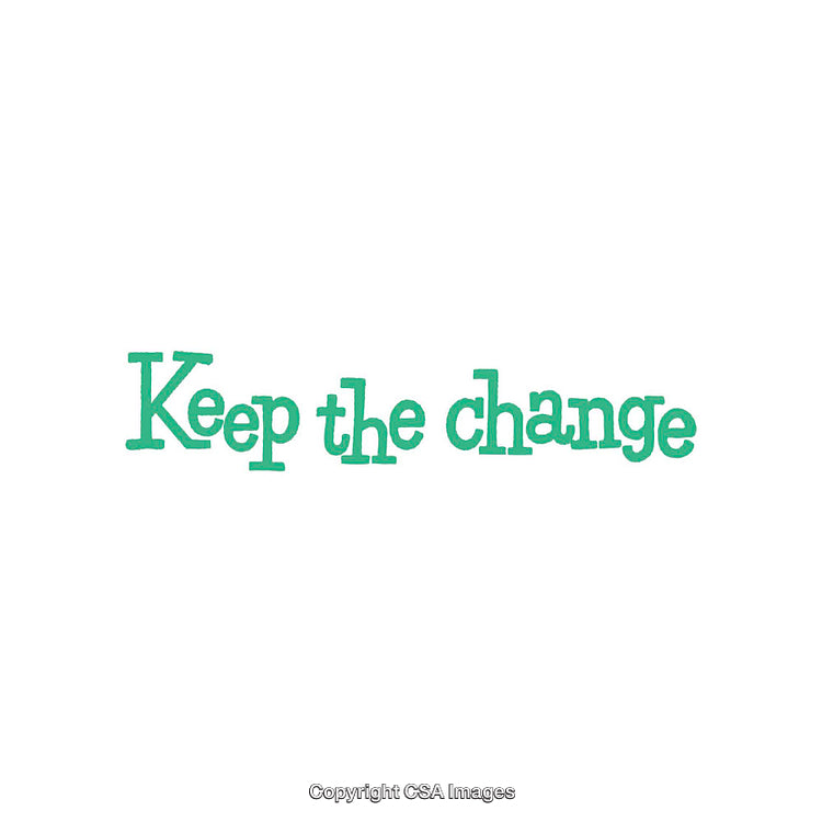 Green Text Reading 'Keep the Change' on White Background