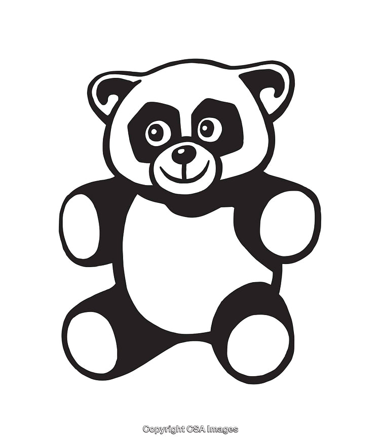 Black and White Line Art Illustration of a Cute Cartoon Panda Bear