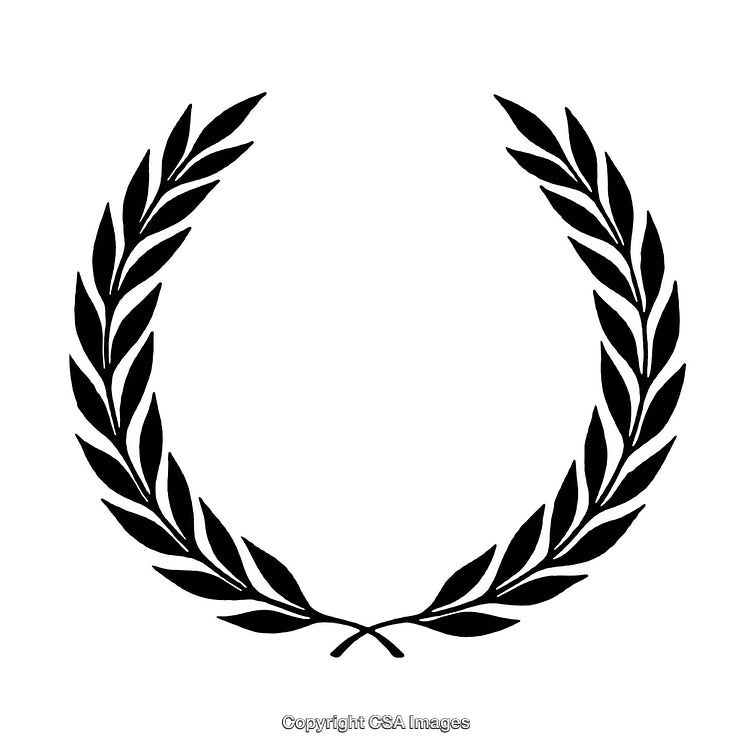 Black and White Laurel Wreath as a Decorative Border Illustration