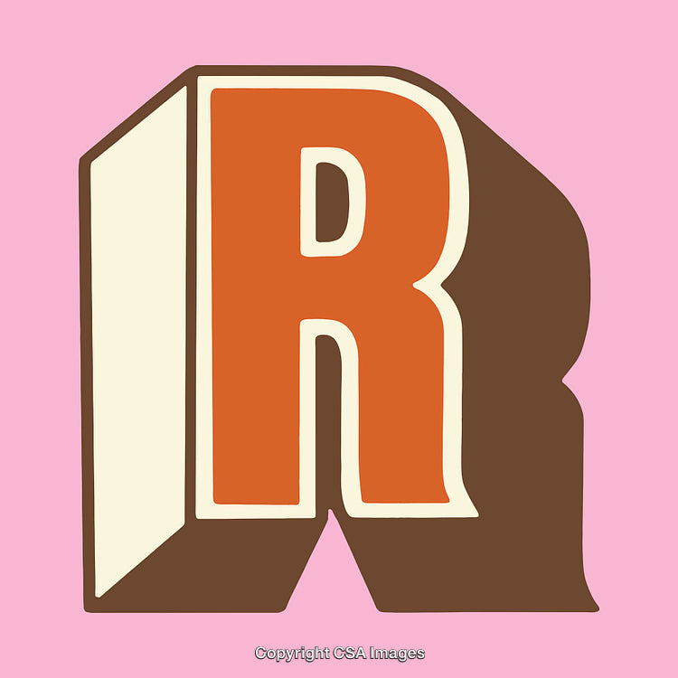 Retro Style Alphabet Letter R on Pink Background