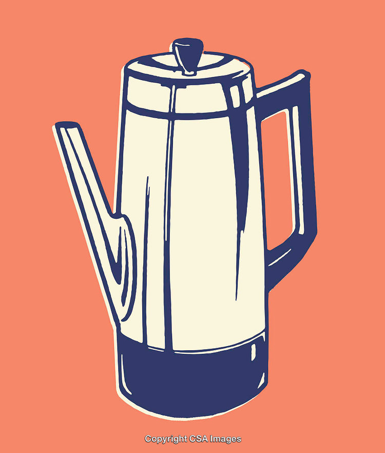Retro Style Illustration of a Coffee Pot on a Minimalist Background