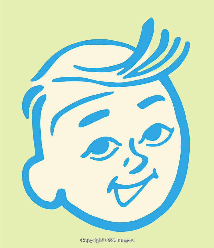 Cheerful Retro-Style Line Art Portrait of a Smiling Face