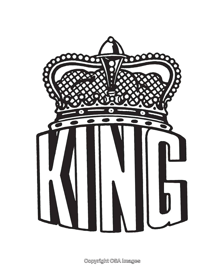 Line Art Illustration of Crown with Bold Typography Design