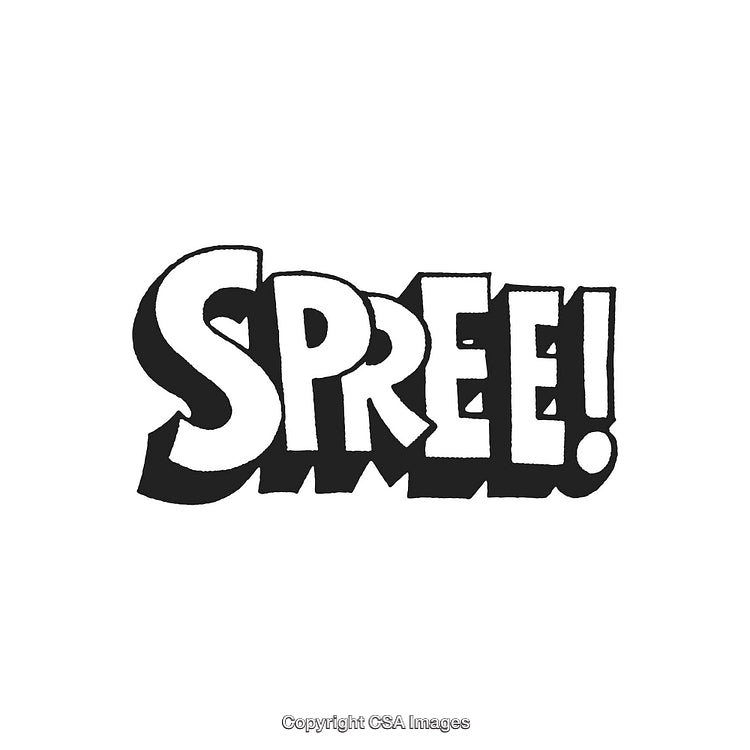 Bold 3D Typography Design Featuring the Word 'Spree!' in Engaging Black and White