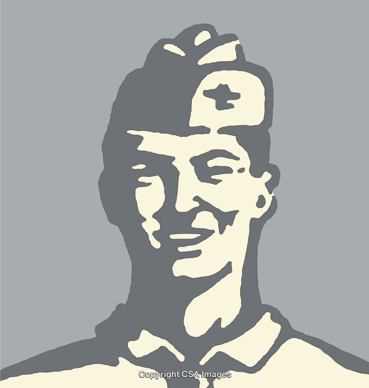 Minimalist Healthcare Worker Illustration with Smiling Figure on Neutral Background