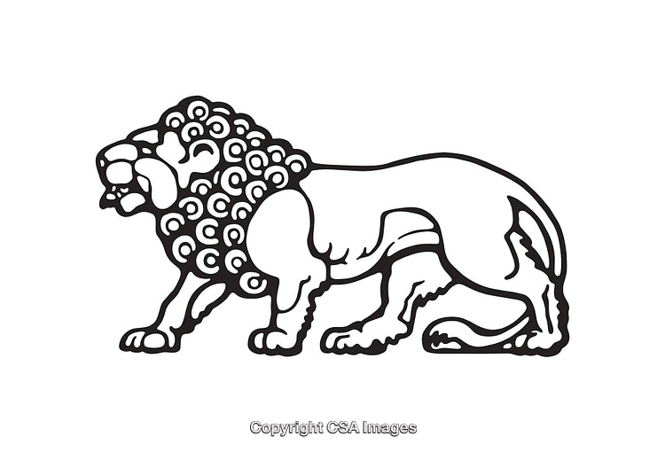 Elegant Black and White Line Art Illustration of a Majestic Lion