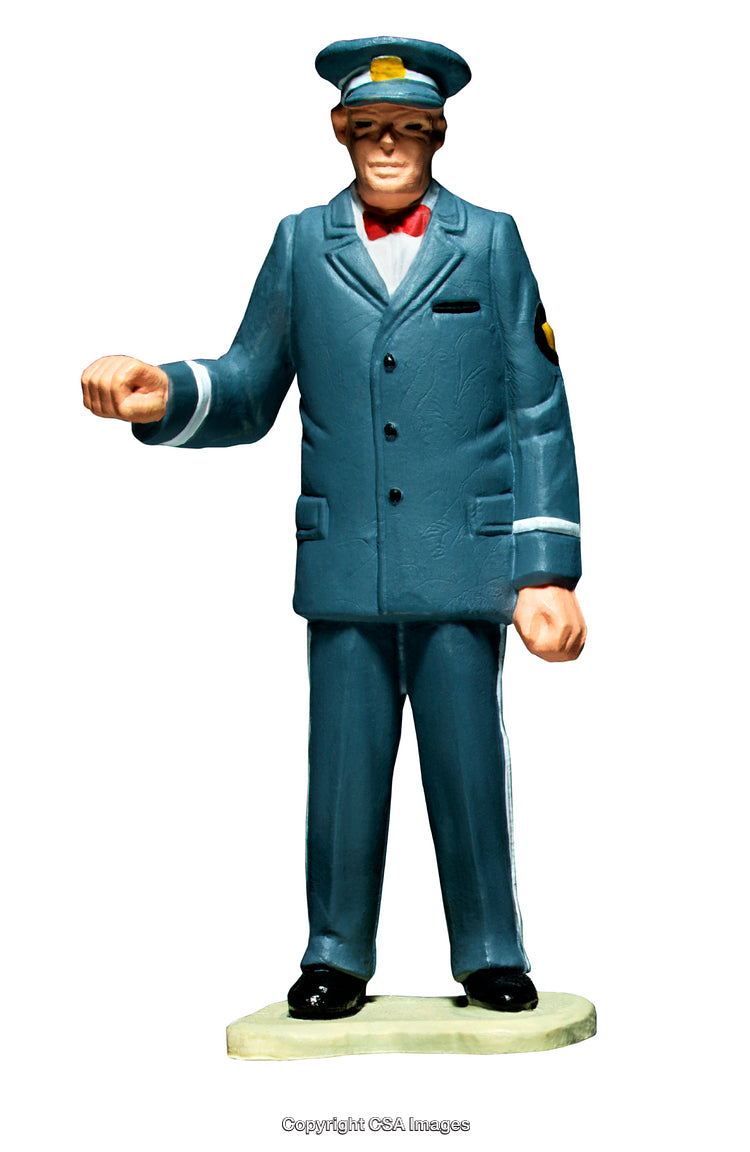 Colorful Toy Figure of a Uniformed Officer Holding Gesture