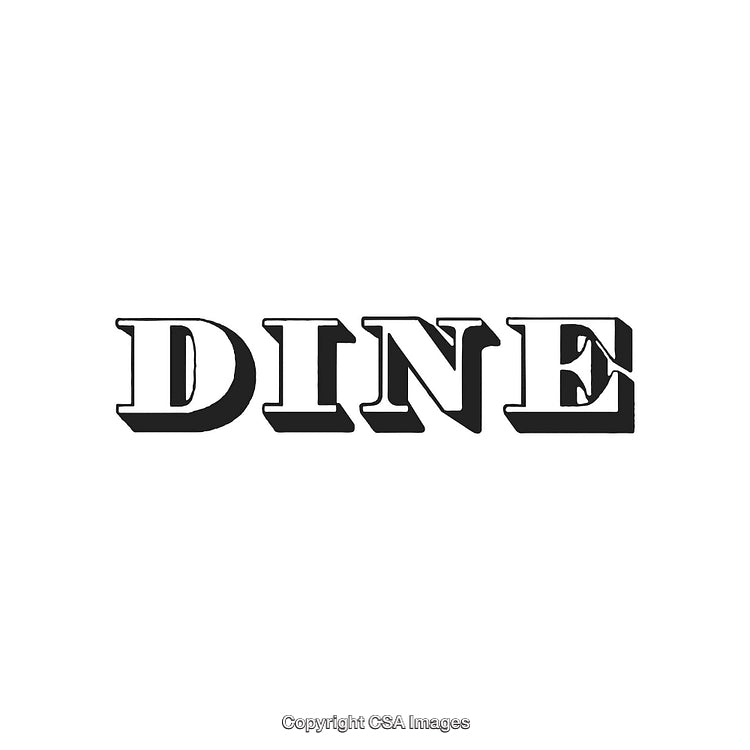 Bold Black Retro-Style Typography Spelling Out ‘DINE’ With a White Background
