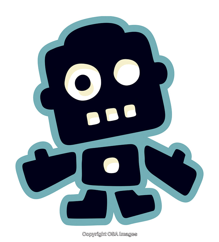 Cute Cartoon Robot with Simple Design in Blue and Black Colors