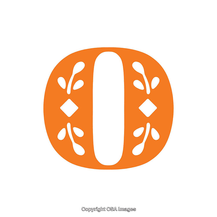 Decorative Orange Letter 'O' with Elegant Floral Cutout Design