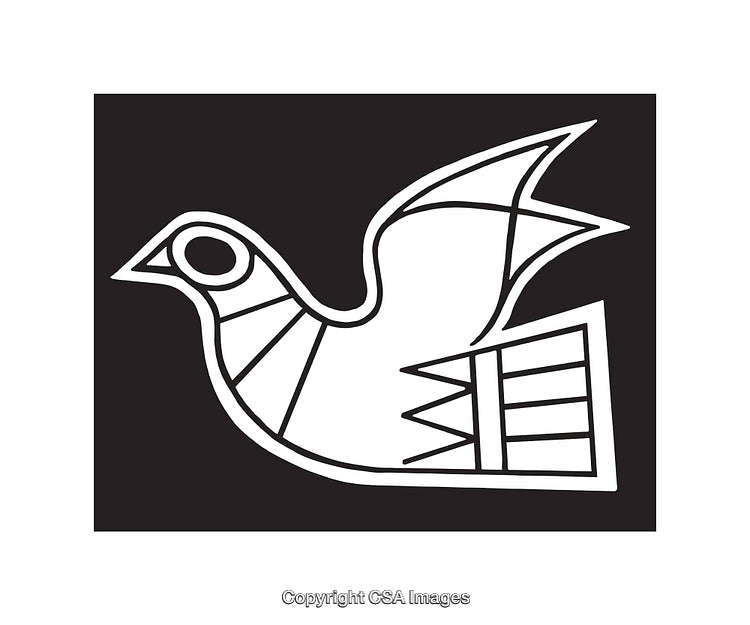 Line Art Illustration of Stylized Bird in Black and White Design