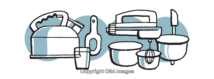 Hand-Drawn Illustrations of Kitchen Items with a Stylish Modern Concept