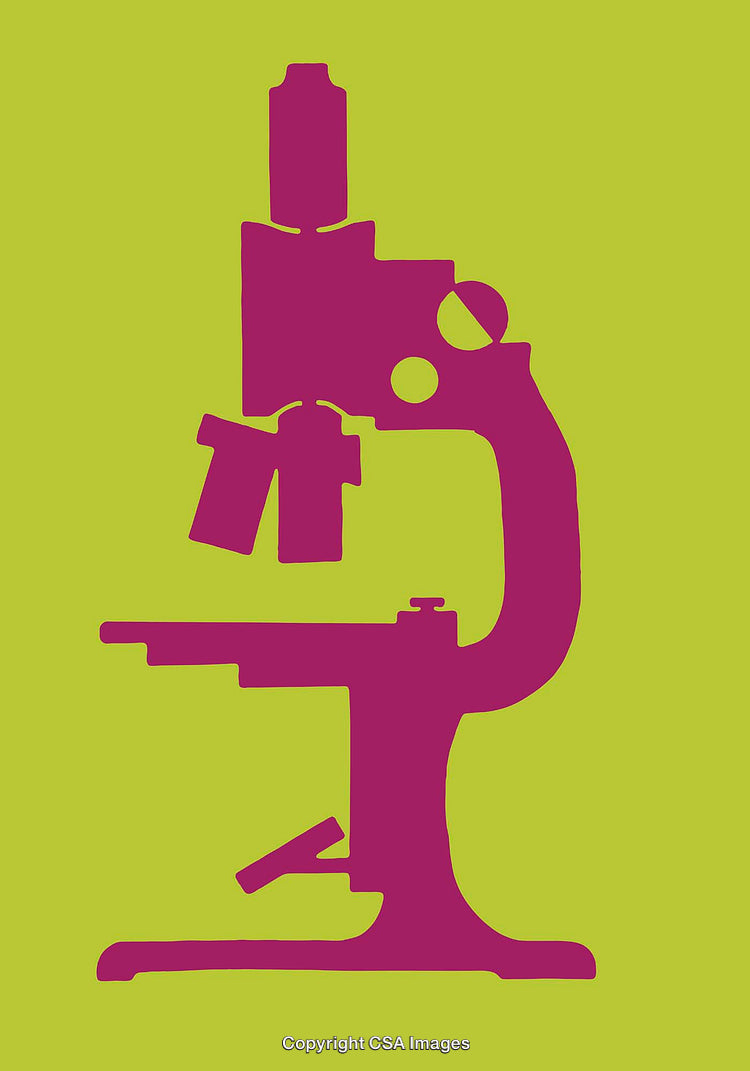 Stylized Vibrant Microscope Illustration on Bold Green Background
