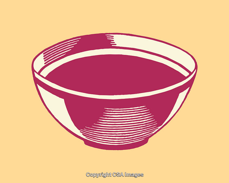 Minimalist Line Art Illustration of a Bowl in Contrasting Colors
