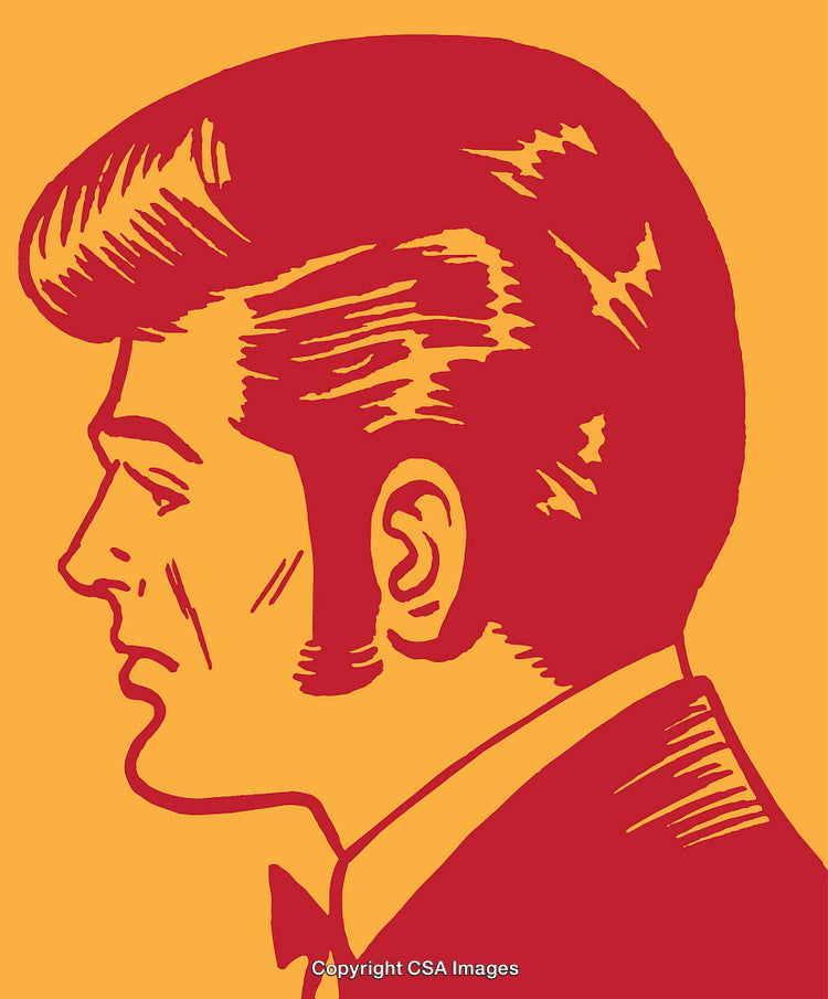 Pop Art Illustration of a Man's Side Profile in Bold Colors